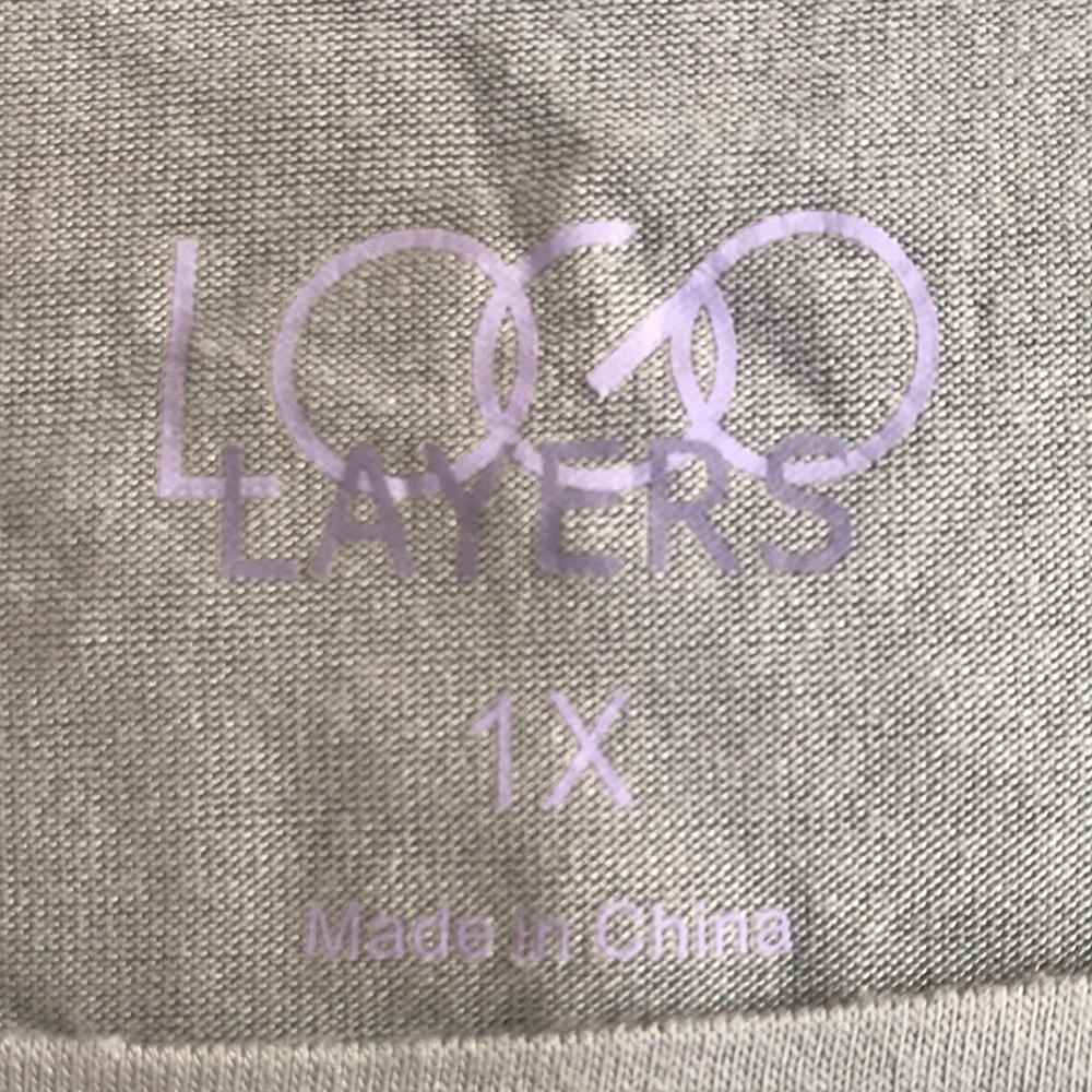 LOGO Layers 1X grey crew top with lace hem - Picture 4 of 7